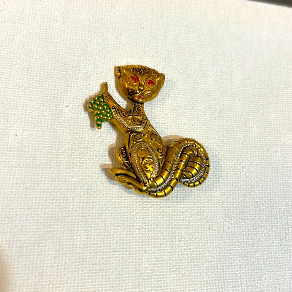 Vintage Damascene Marten Animal Brooch/Pin